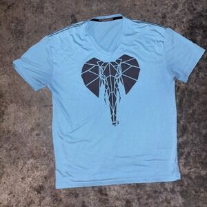 Maldita Man T Shirt Mens XL Blue Cotton Elephant Face Print Performance V Neck